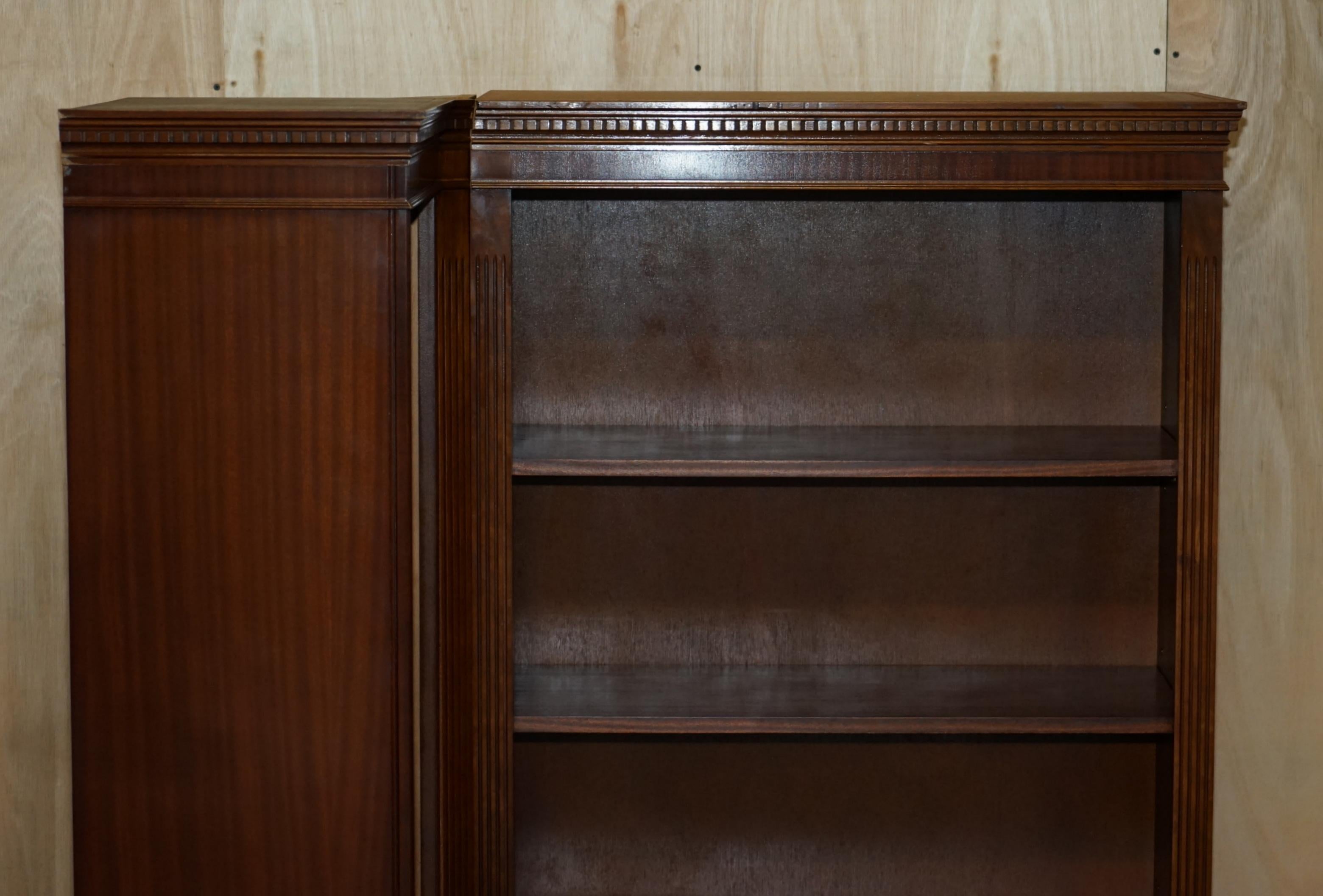 Victorian Lovely 2 Piece Flamed Hardwood Open Library Bookcase Part of a Paired Suite For Sale