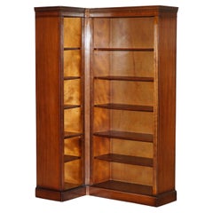 Lovely 2 Piece Flamed Hardwood Open Library Bookcase Part of a Paired Suite