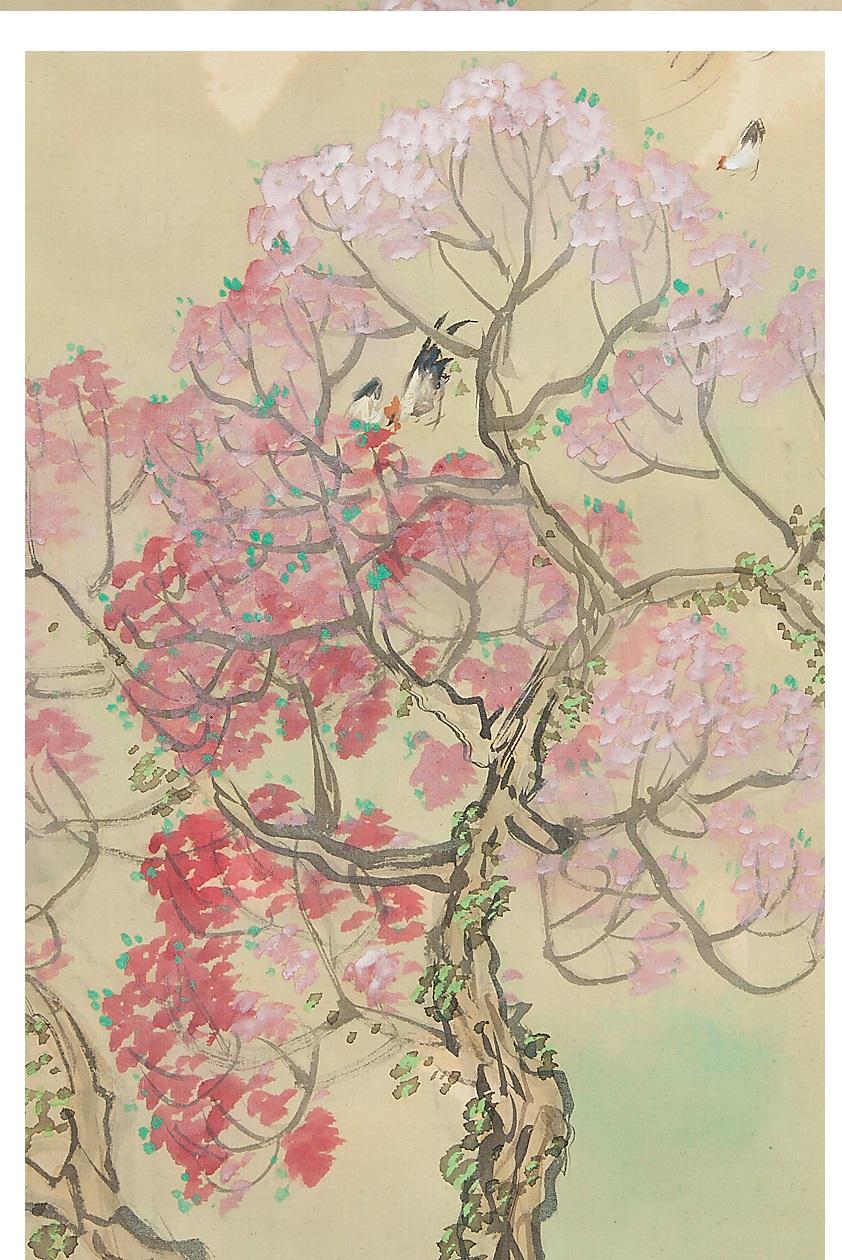 Showa Lovely Yamashita Taketoki Scroll Paintings Japan Artist Crane Painted For Sale