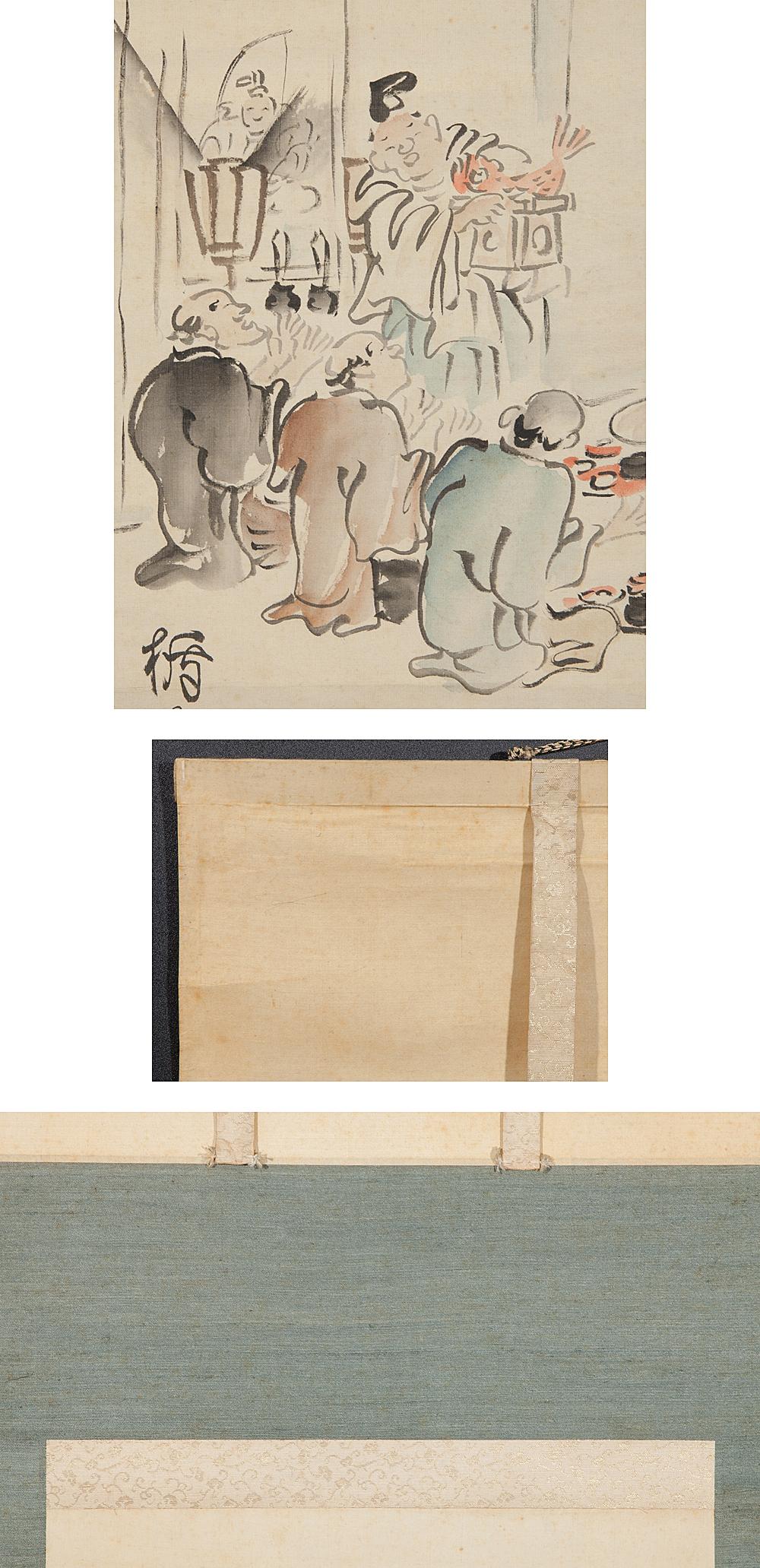Showa Lovely 20th Century Tatehiko Kan Scroll Paintings Japan Artist Crane Painted en vente