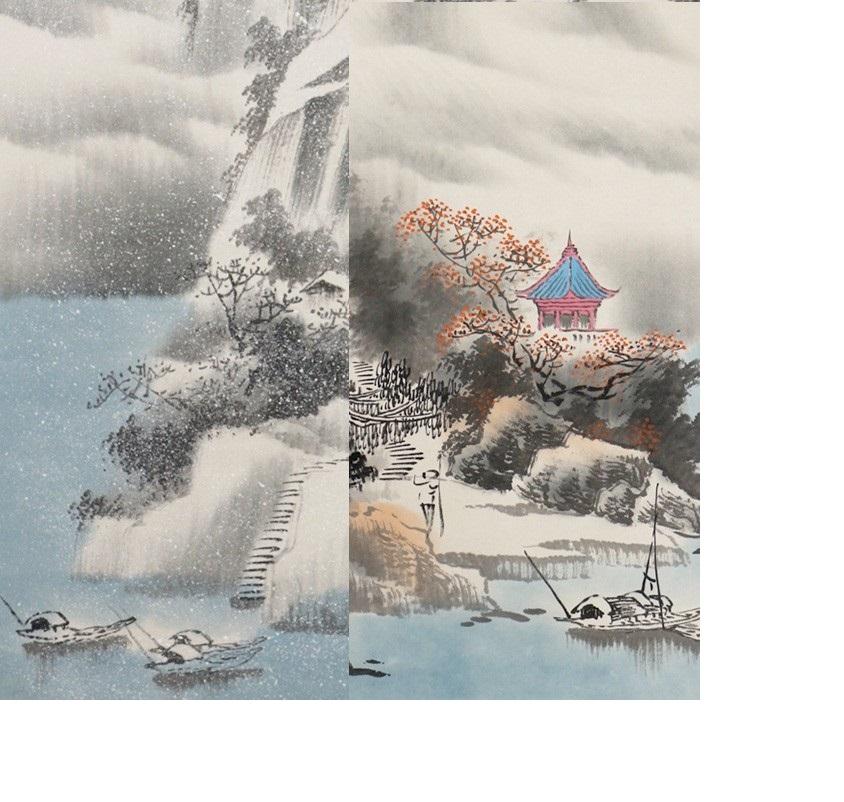 As you can see, it is a work of landscape maps and four width pairs in the four seasons of Shenzhen, China.
It is a tasteful work that makes each one feel the taste of the season.

¦Paper and handwriting.
¦ The condition is
 beautiful.

¦