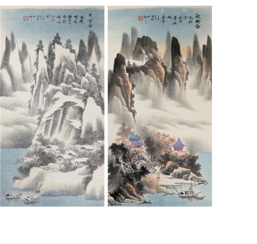 Lovely 20th Century Four Seasons Serie Scroll Painting China Artist Painted For Sale 4