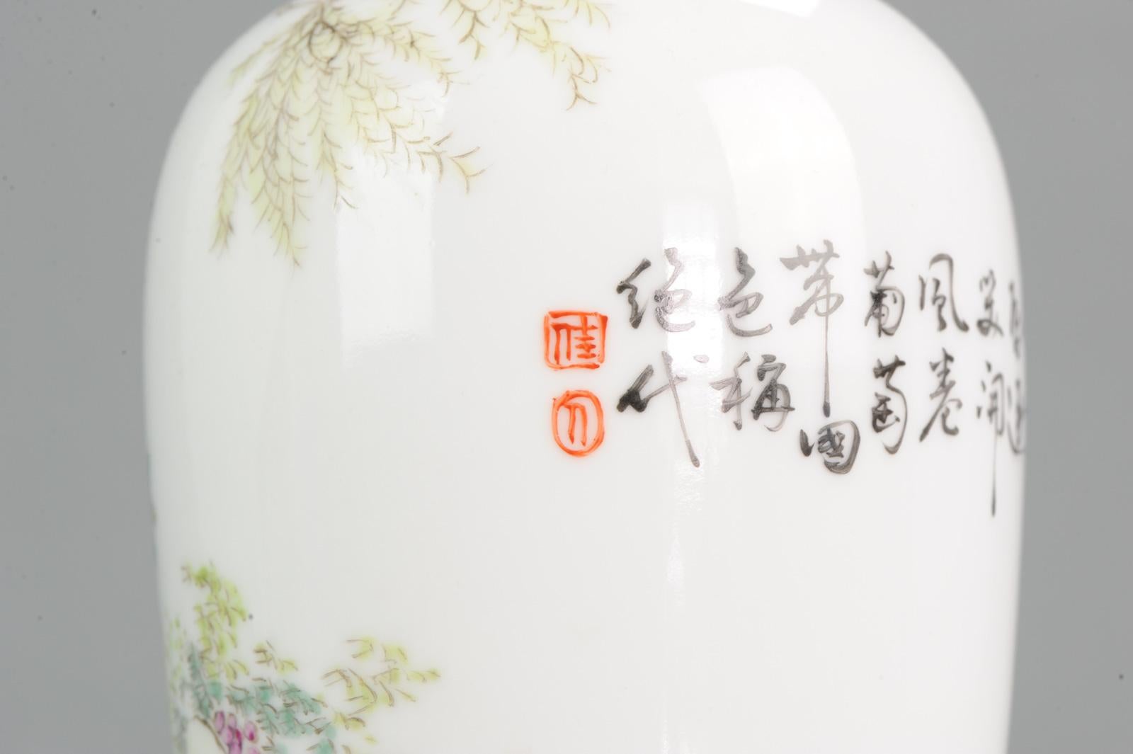 Lovely 20th Century PRoC Chinese Porcelain Vase with Ladies and Calligraphy For Sale 8