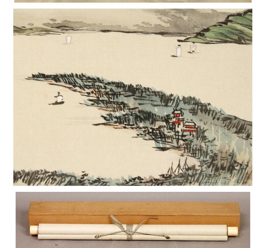 Japanese Lovely 20th Century Scroll Paintings Japan Artist Signed Mount Fuji Landscape