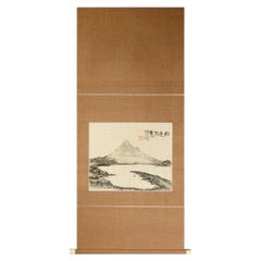 Vintage Lovely 20th Century Scroll Paintings Japan Artist Signed Mount Fuji Landscape