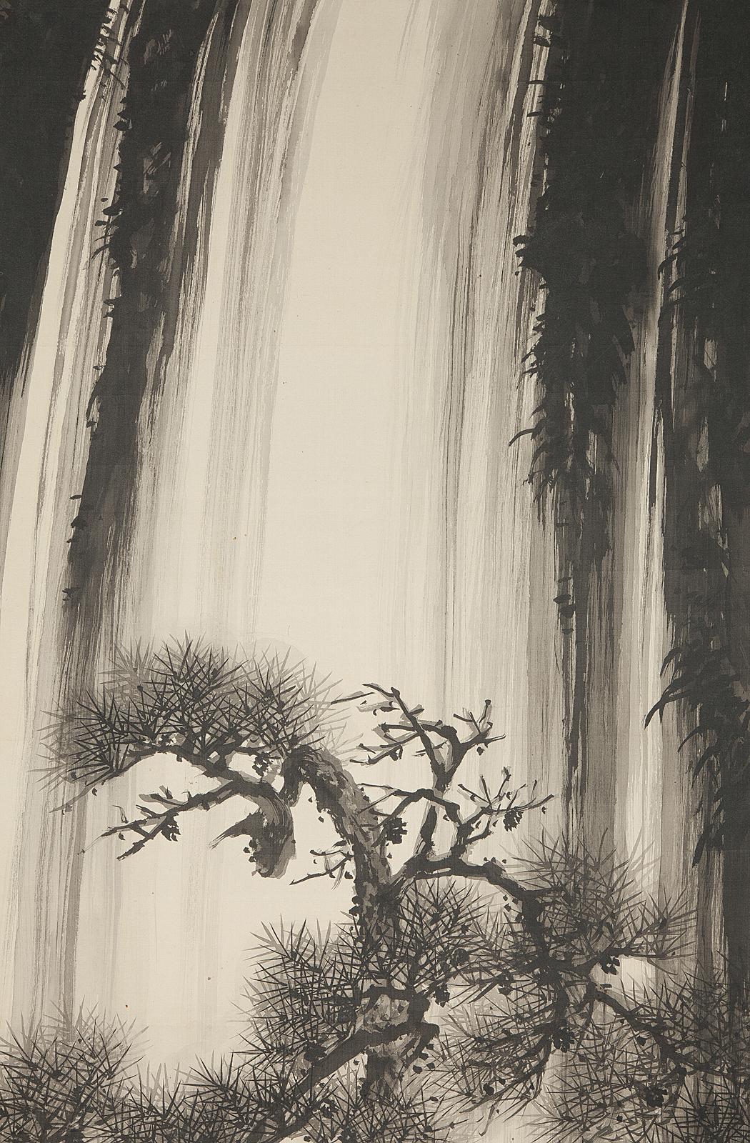 japanese waterfall painting