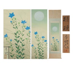 Retro Lovely 20th Horii Ko Scroll Painting Japan Artist Flowers Painted