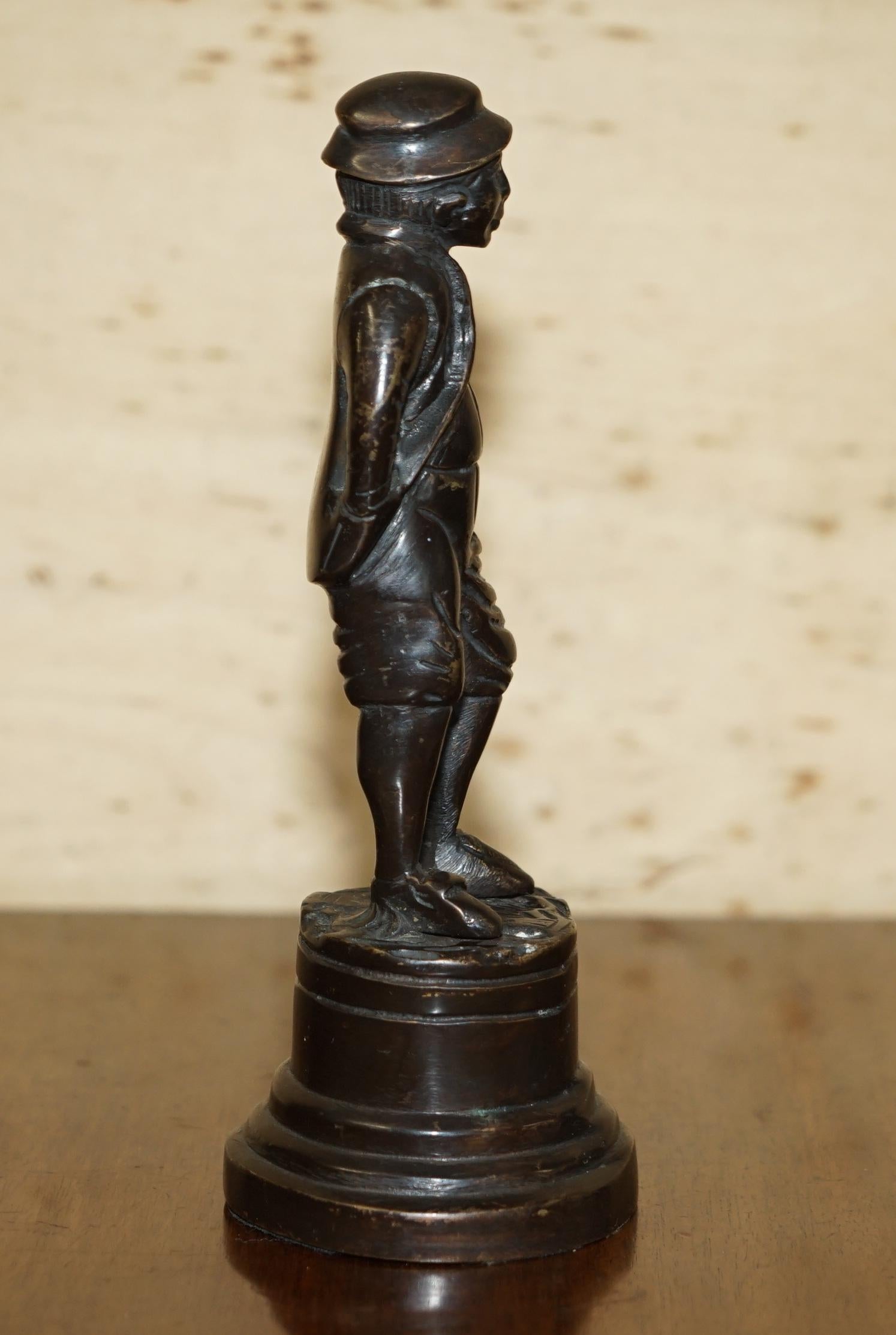 English Lovely Bronze Statue of a Victorian Dandy Lovely Rare Find For Sale