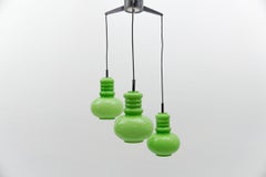 Lovely 3-Light Apple Green Glass Cascading Lamp by Peill & Putzler, 1960s