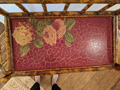Lovely 3 Tier Vintage Bamboo Shelving Unit with Faux Painted Shelves