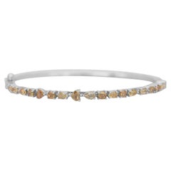 Ravissant bracelet de couleur fantaisie en or blanc 14 carats avec 3,42 carats de diamants, certifié IGI