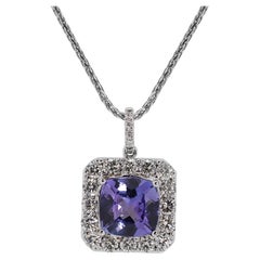 Lovely 4 carats & 95 points Tanzanite & Natural Diamond Pendant