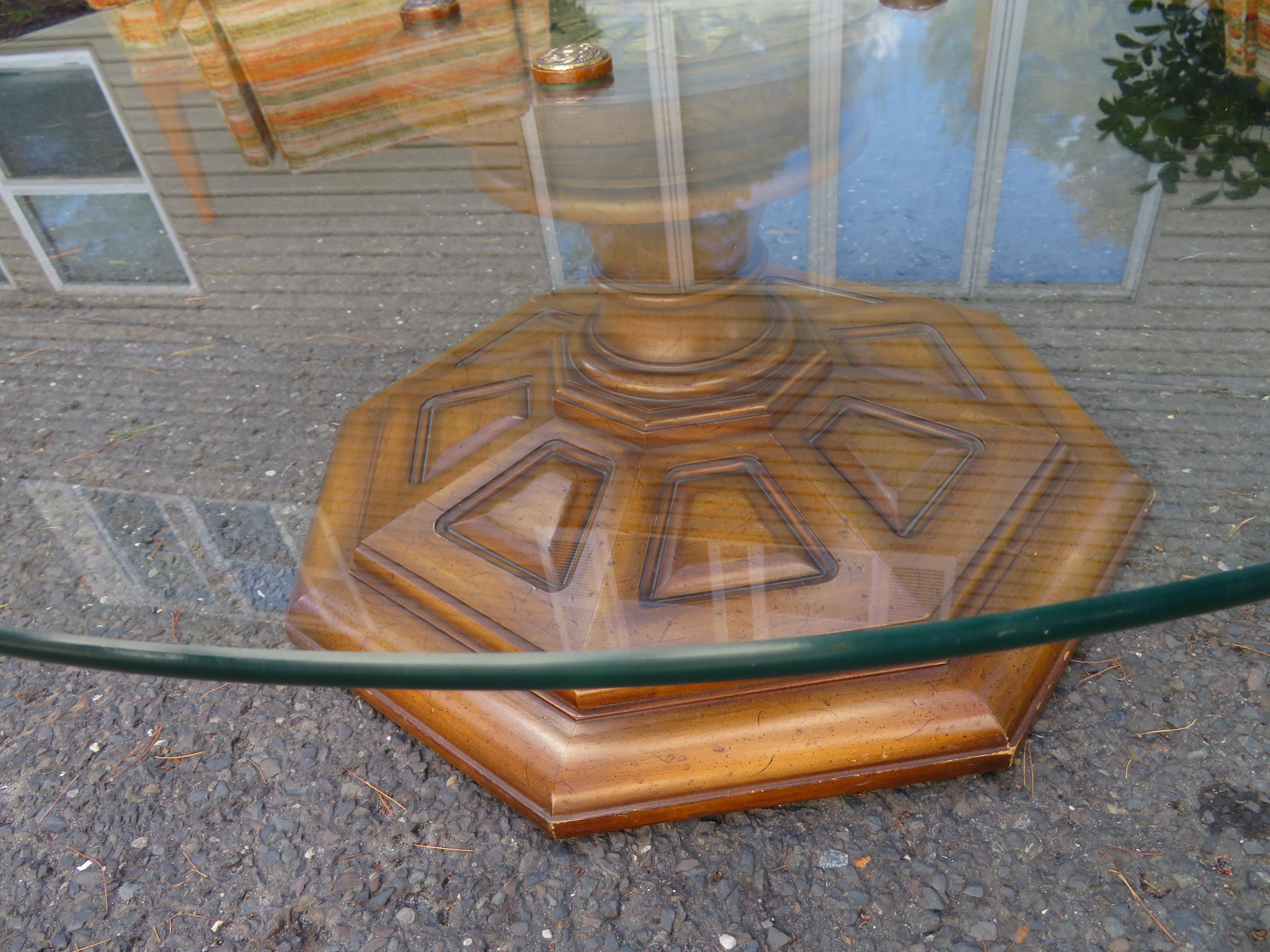 Brass Lovely 60's Weiman Provincial Fruitwood Round Coffee Table Mid-Century For Sale