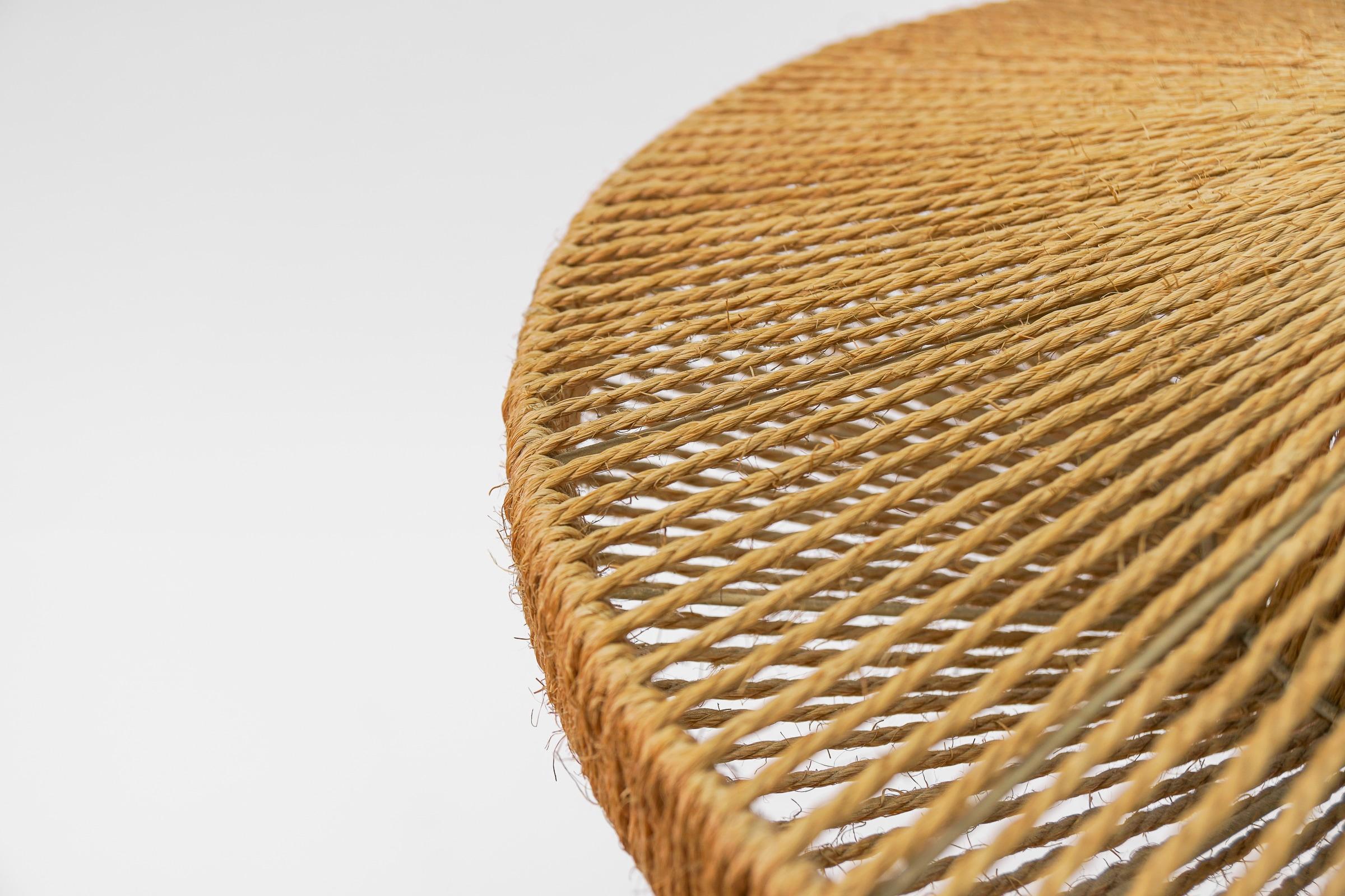 Lovely Adjustable Ceiling Lamp Made in Teak and Jute by Temde Swiss, 1960s 4