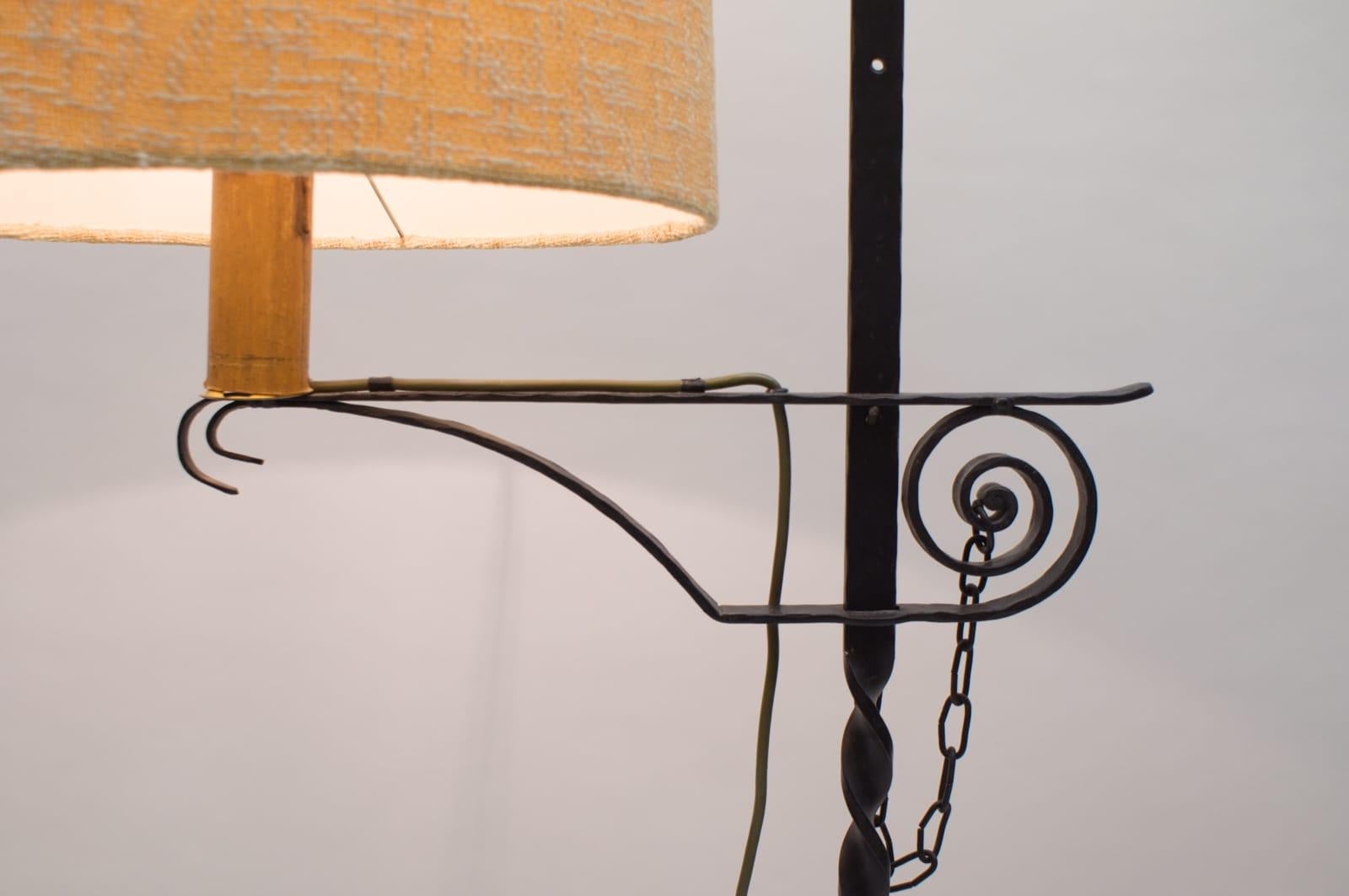 Lovely Adjustable Wrought Iron Floor Lamp Attributed to Raymond Subes For Sale 3