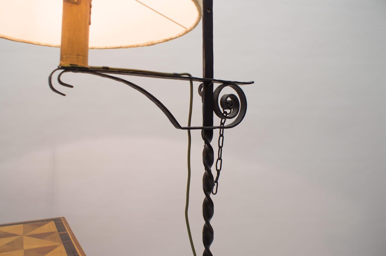 Lovely Adjustable Wrought Iron Floor Lamp Attributed to Raymond Subes For Sale 4