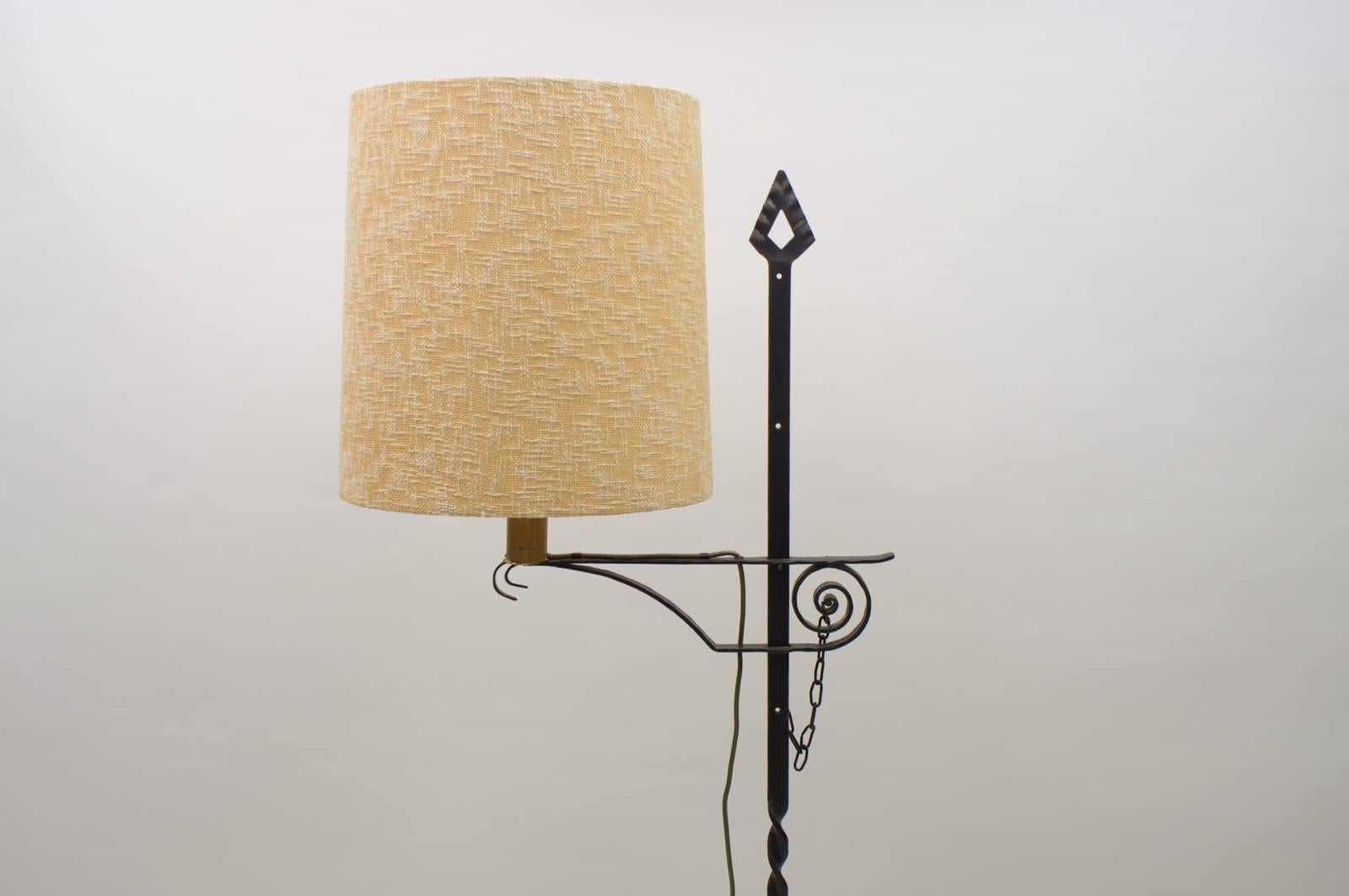 Mid-Century Modern Lovely Adjustable Wrought Iron Floor Lamp Attributed to Raymond Subes For Sale