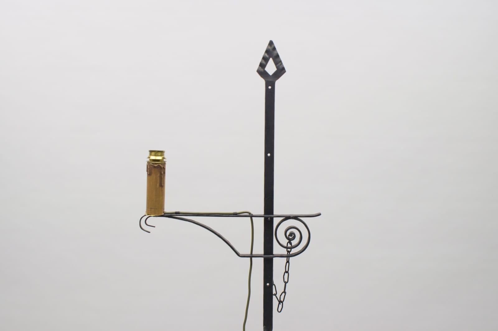 Lovely Adjustable Wrought Iron Floor Lamp Attributed to Raymond Subes For Sale 1