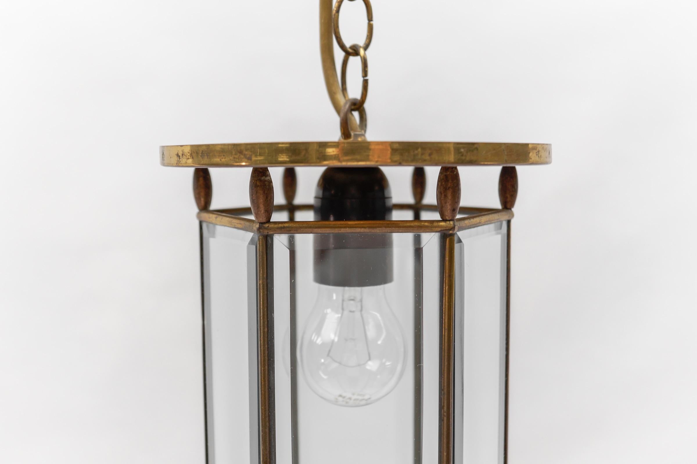 Lovely Adolf Loos Lobmeyr Light Cut Glass and Brass, Austria 1930s  For Sale 4