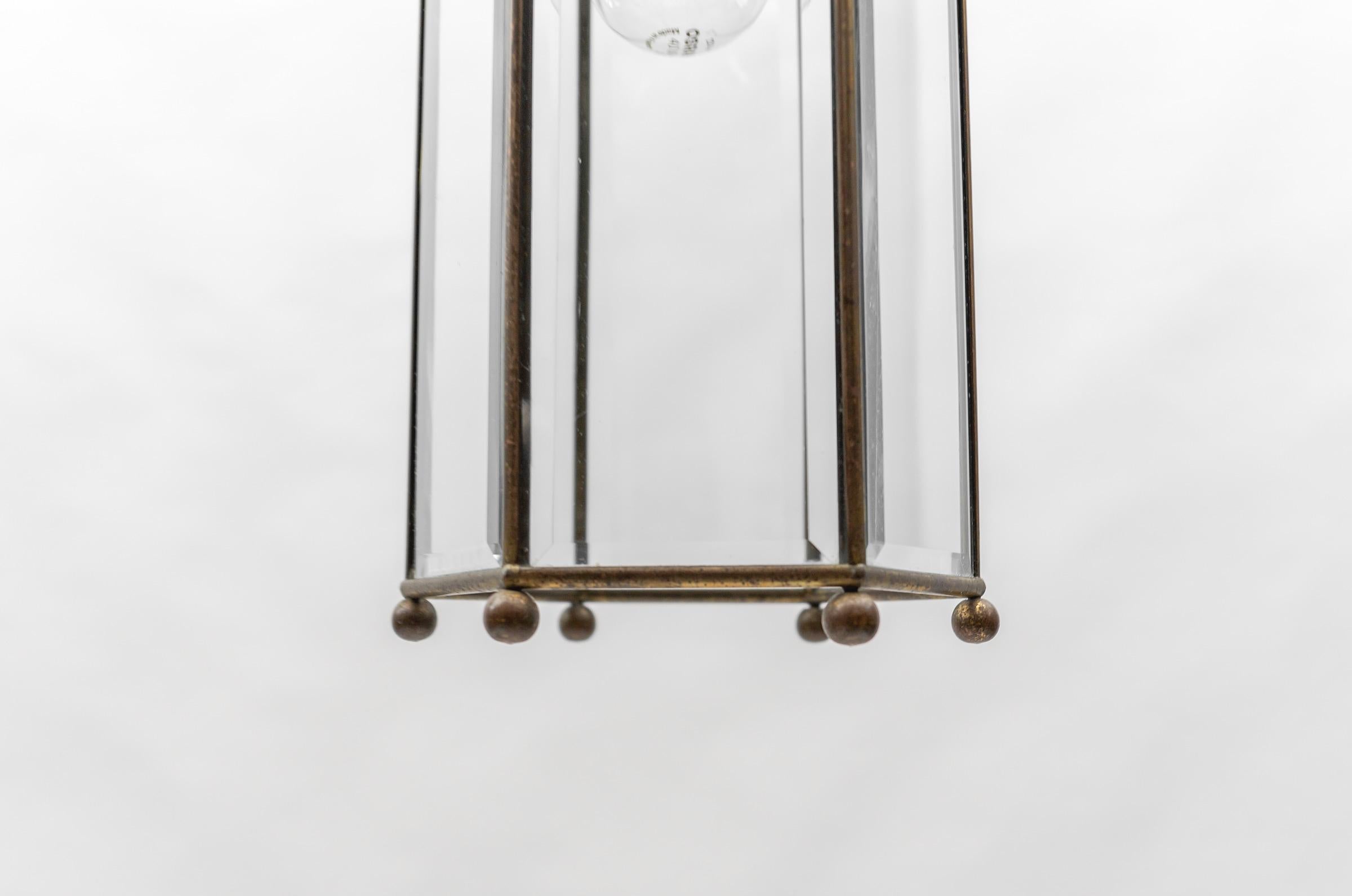 Lovely Adolf Loos Lobmeyr Light Cut Glass and Brass, Austria 1930s  For Sale 5