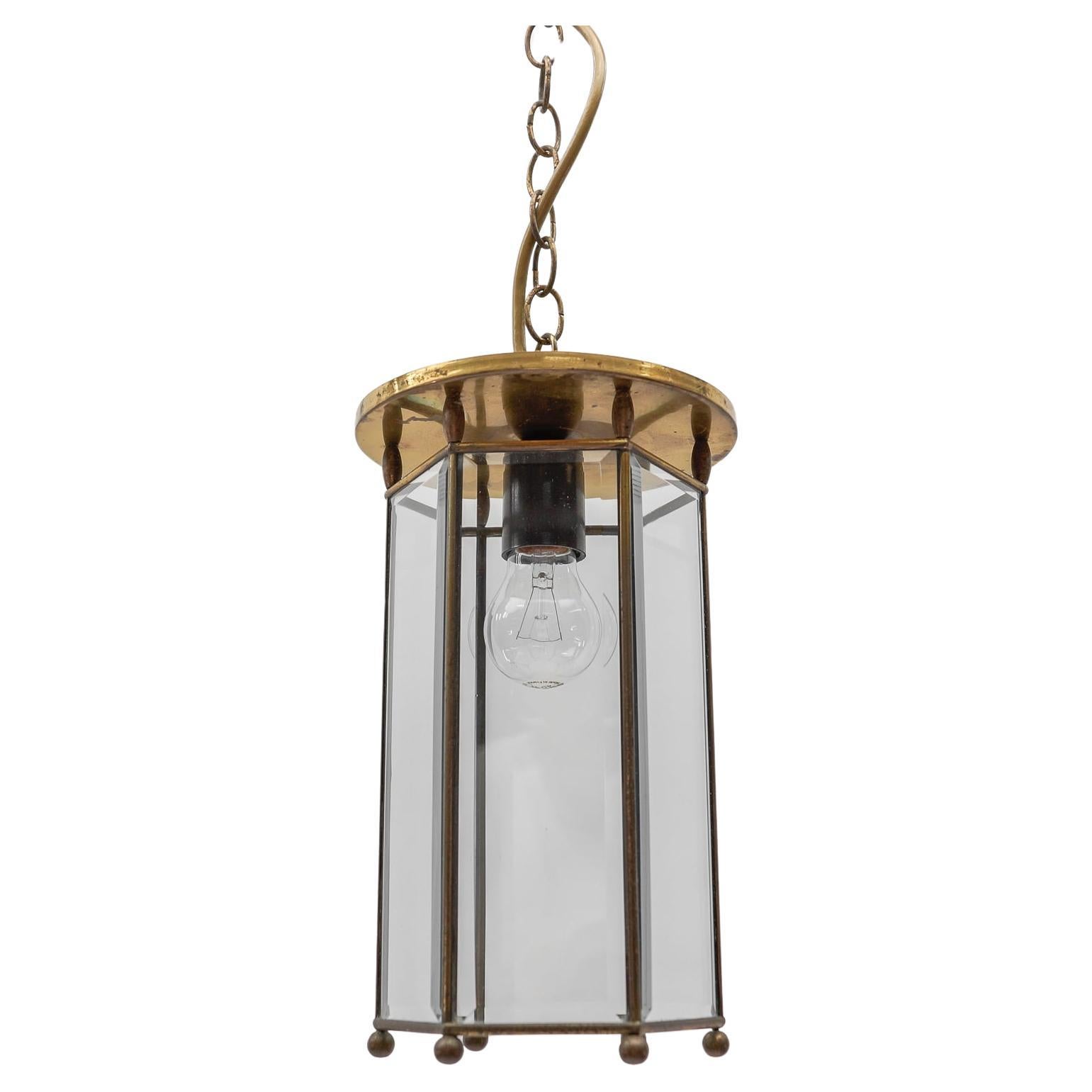 Lovely Adolf Loos Lobmeyr Light Cut Glass and Brass, Austria 1930s