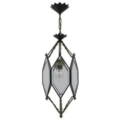 Lovely Adolf Loos Lobmeyr Style Light Beveled Glass and Brass, Austria