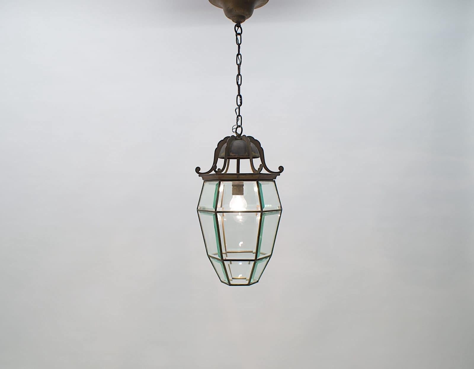 Lovely Adolf Loos Lobmeyr Style Light Cut Glass and Brass, Austria 1930s  In Good Condition For Sale In Nürnberg, Bayern