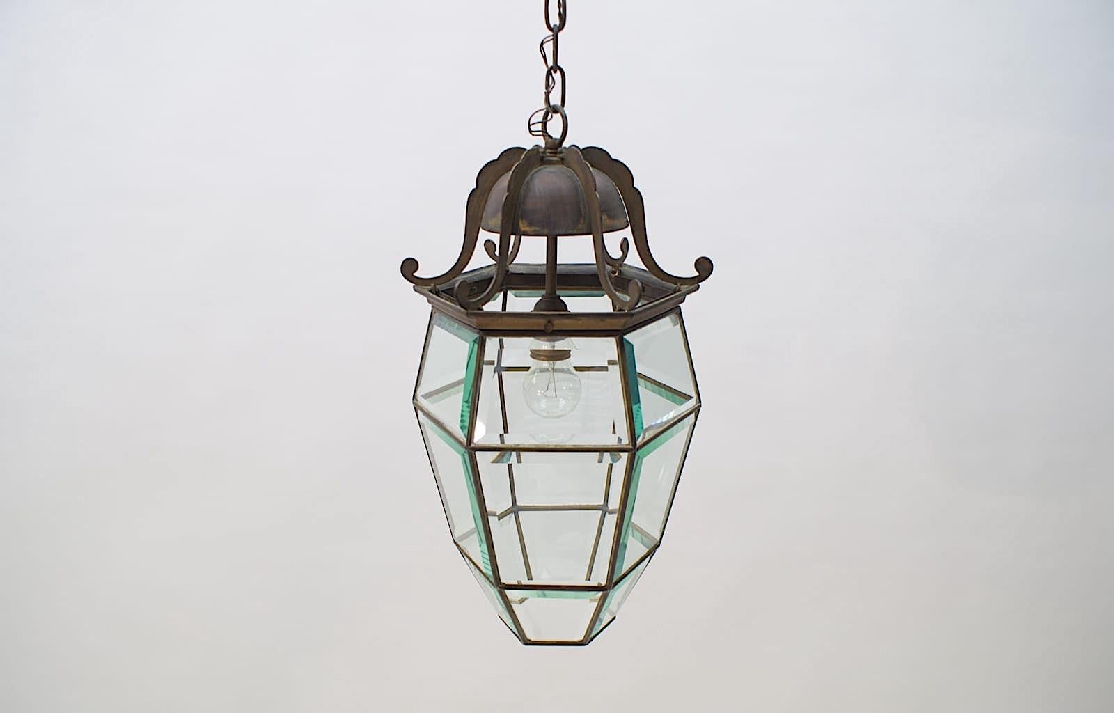 Mid-20th Century Lovely Adolf Loos Lobmeyr Style Light Cut Glass and Brass, Austria 1930s  For Sale