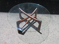Lovely Adrian Pearsall Round Dogbone Walnut Coffee Table Mid-century Modern