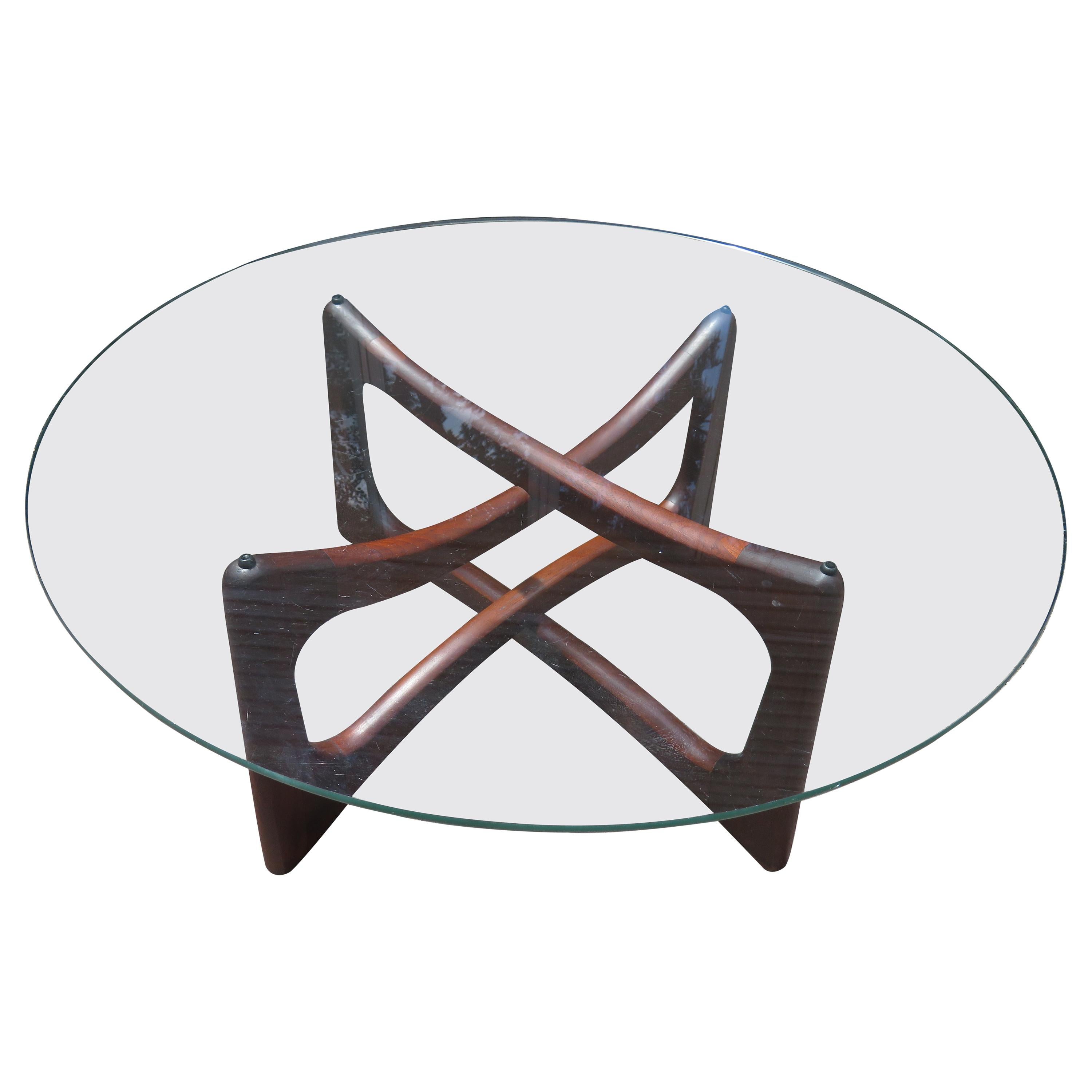 Lovely Adrian Pearsall Round Dogbone Walnut Coffee Table Mid-century Modern