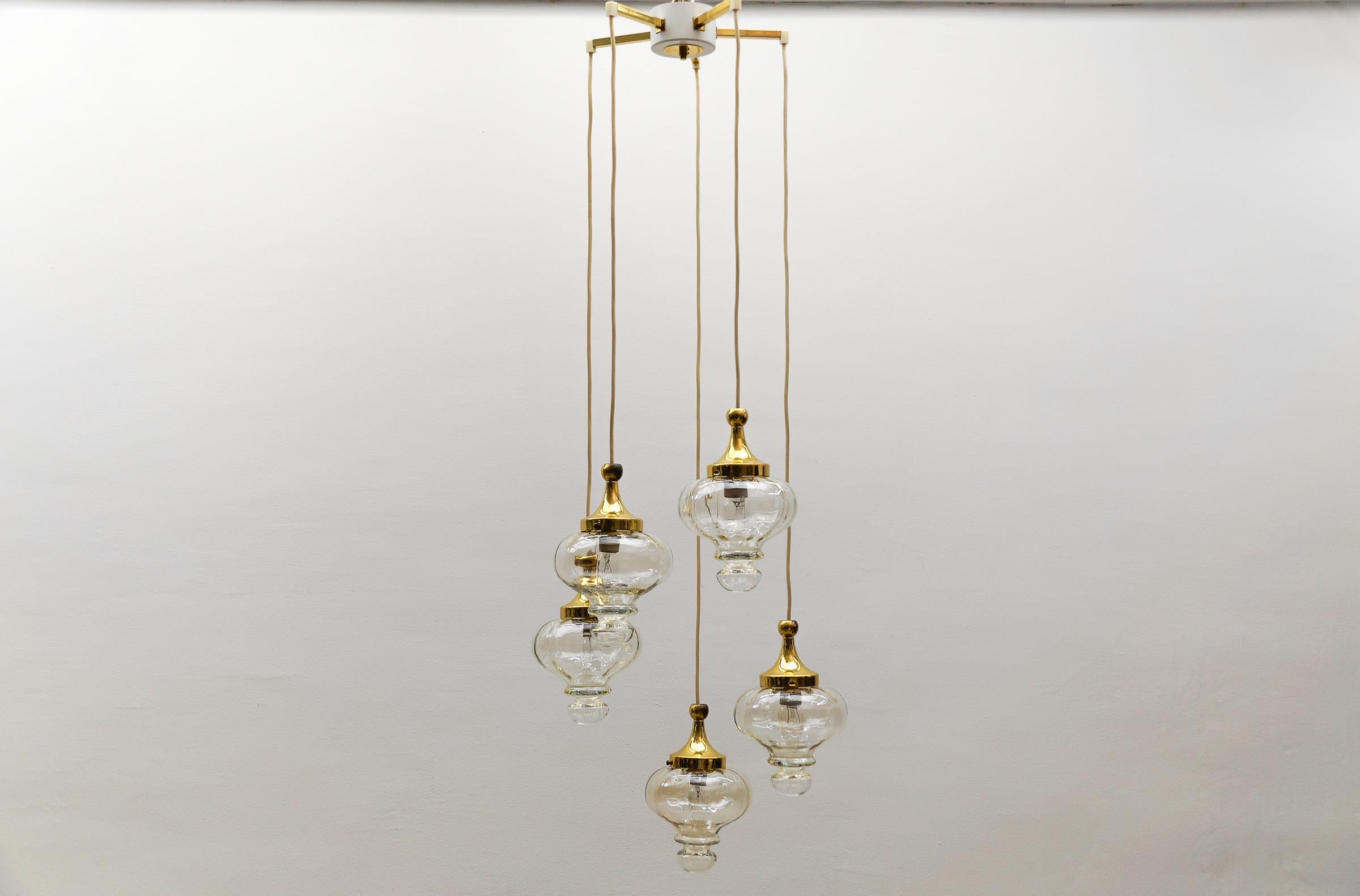 Mid-20th Century Lovely Amber and Gold Mid-Century Modern Cascading Lamp by WILA, 1960s Germany For Sale