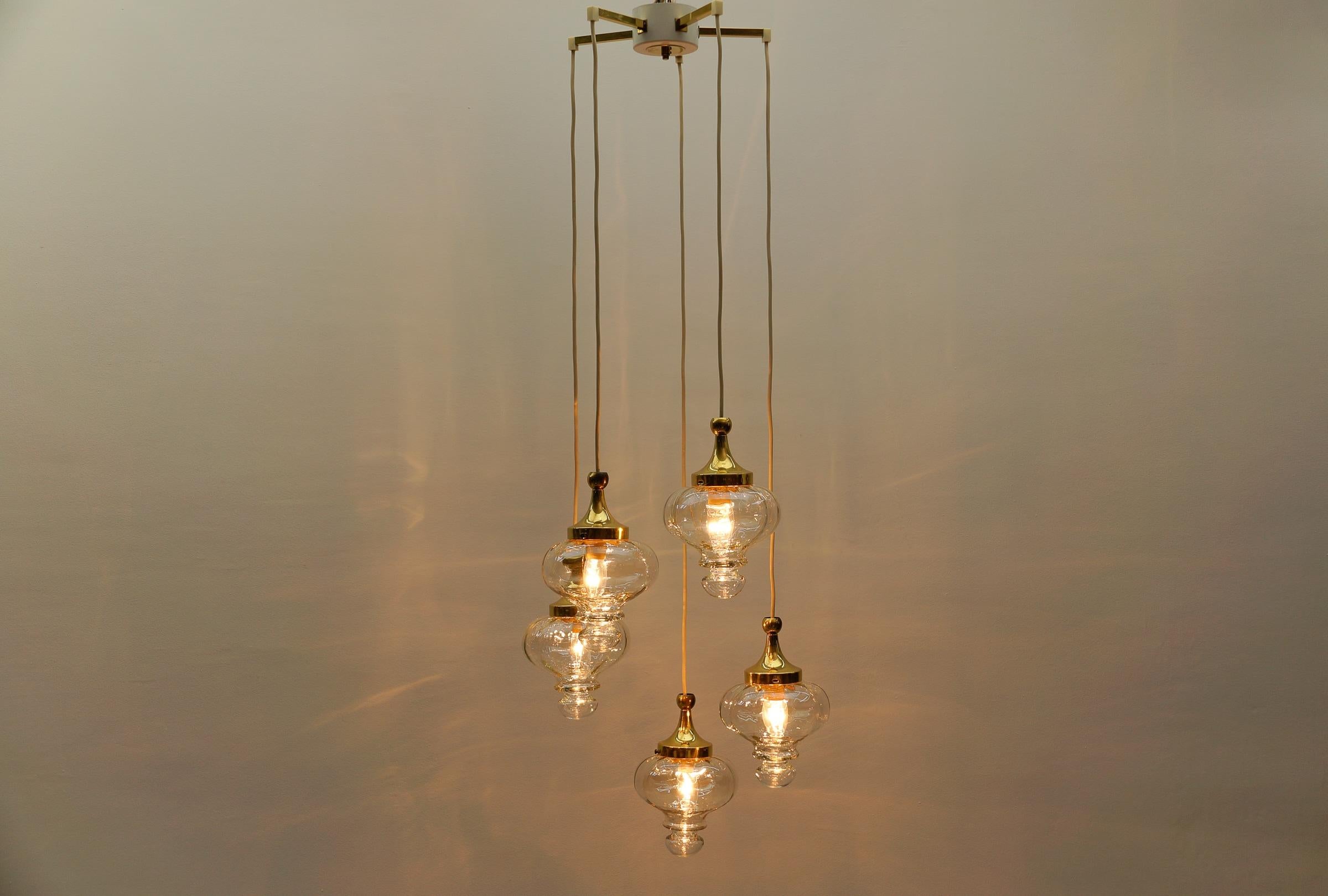 Metal Lovely Amber and Gold Mid-Century Modern Cascading Lamp by WILA, 1960s Germany For Sale