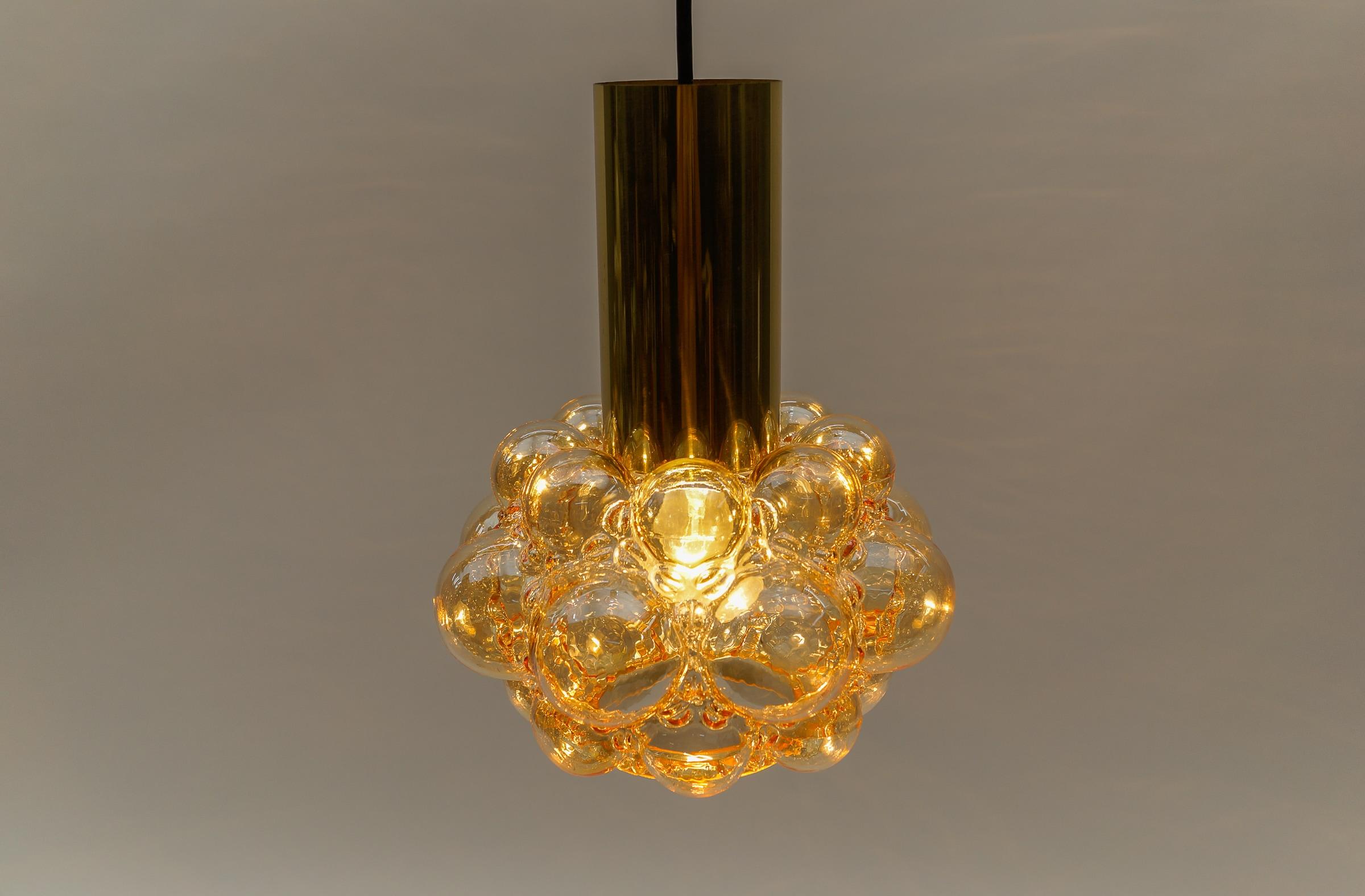 Lovely Amber Bubble Glass Ceiling Lamp by Helena Tynell for Limburg, Germany 196 For Sale 5