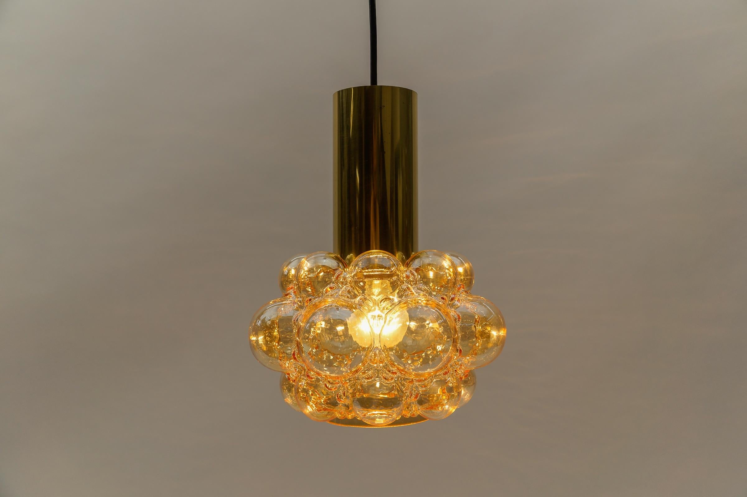 Mid-Century Modern Lovely Amber Bubble Glass Ceiling Lamp by Helena Tynell for Limburg, Germany 196 For Sale