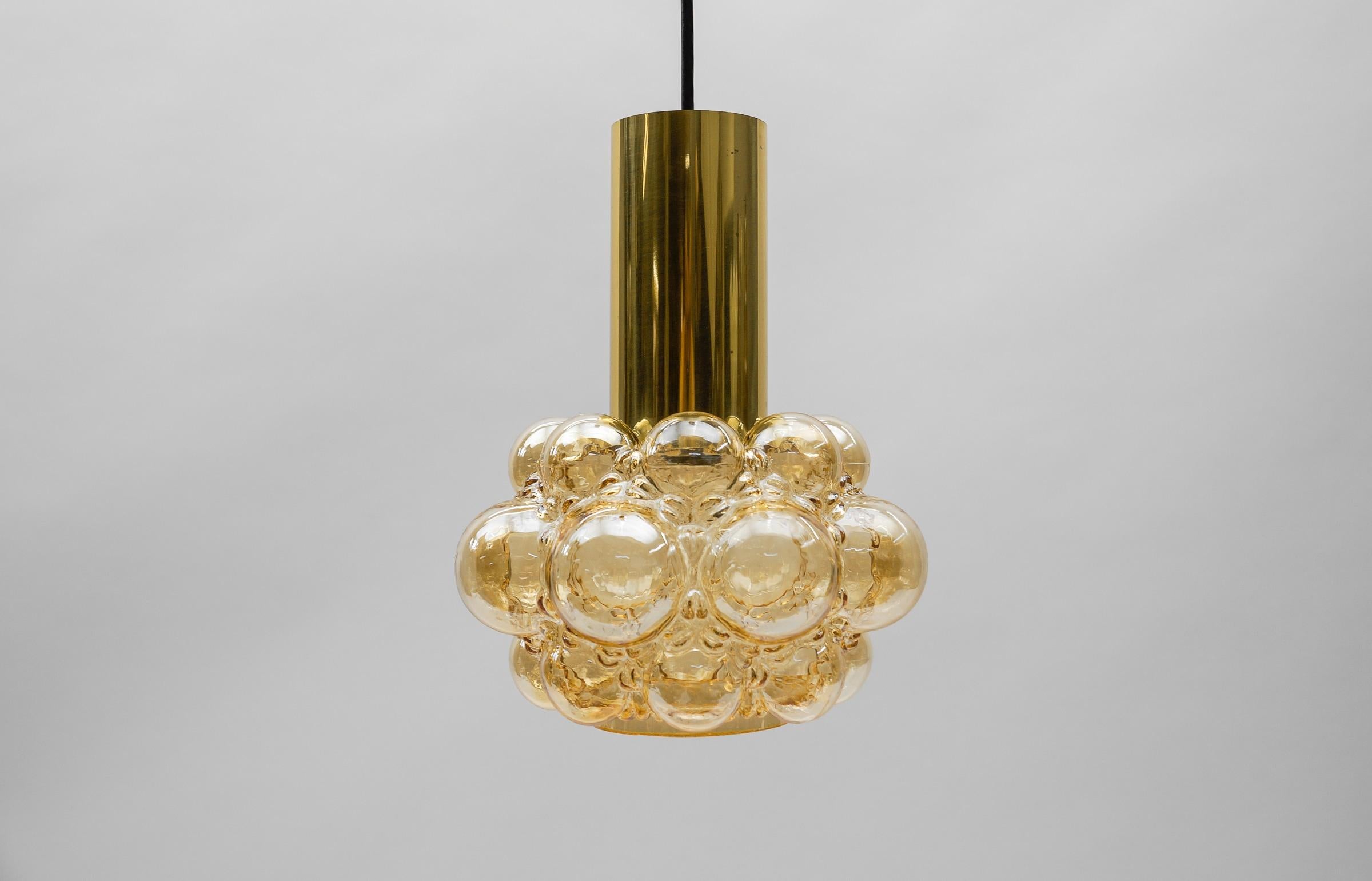 Lovely Amber Bubble Glass Ceiling Lamp by Helena Tynell for Limburg, Germany 196 In Good Condition For Sale In Nürnberg, Bayern