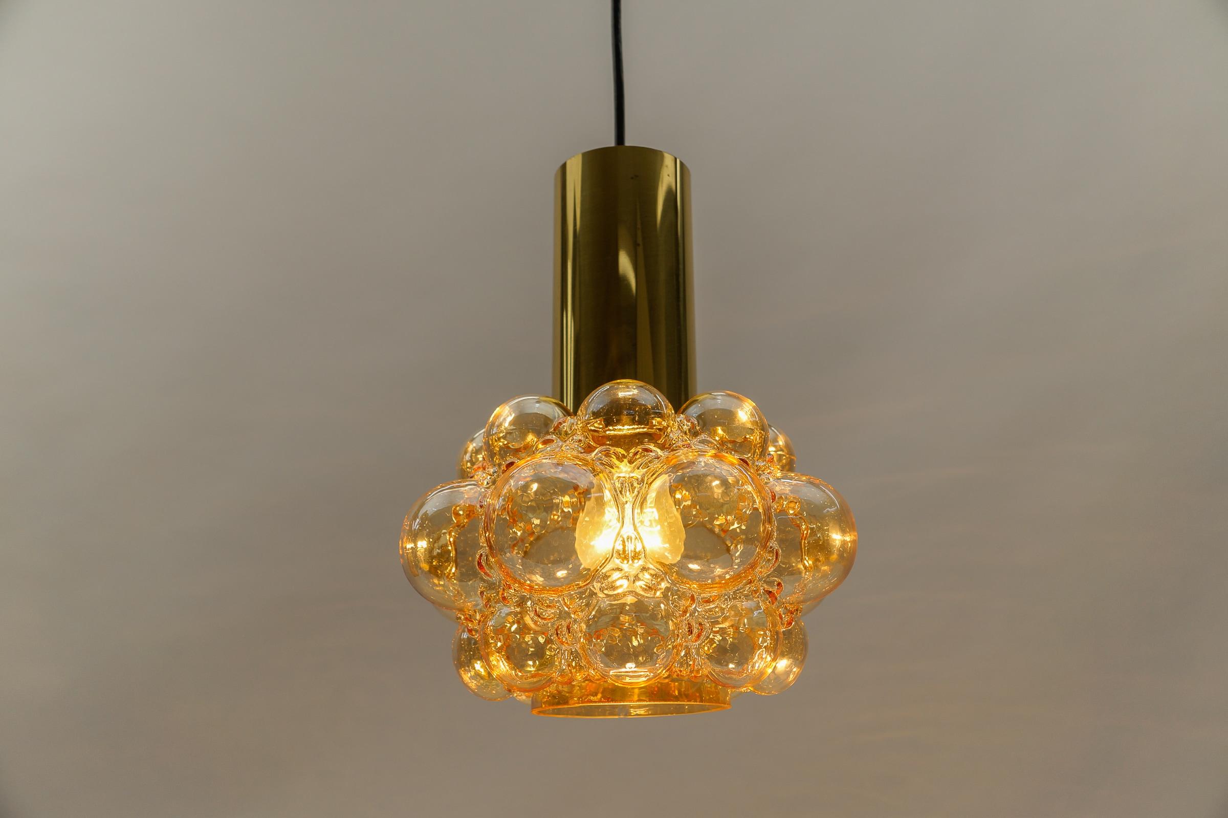 Mid-20th Century Lovely Amber Bubble Glass Ceiling Lamp by Helena Tynell for Limburg, Germany 196 For Sale