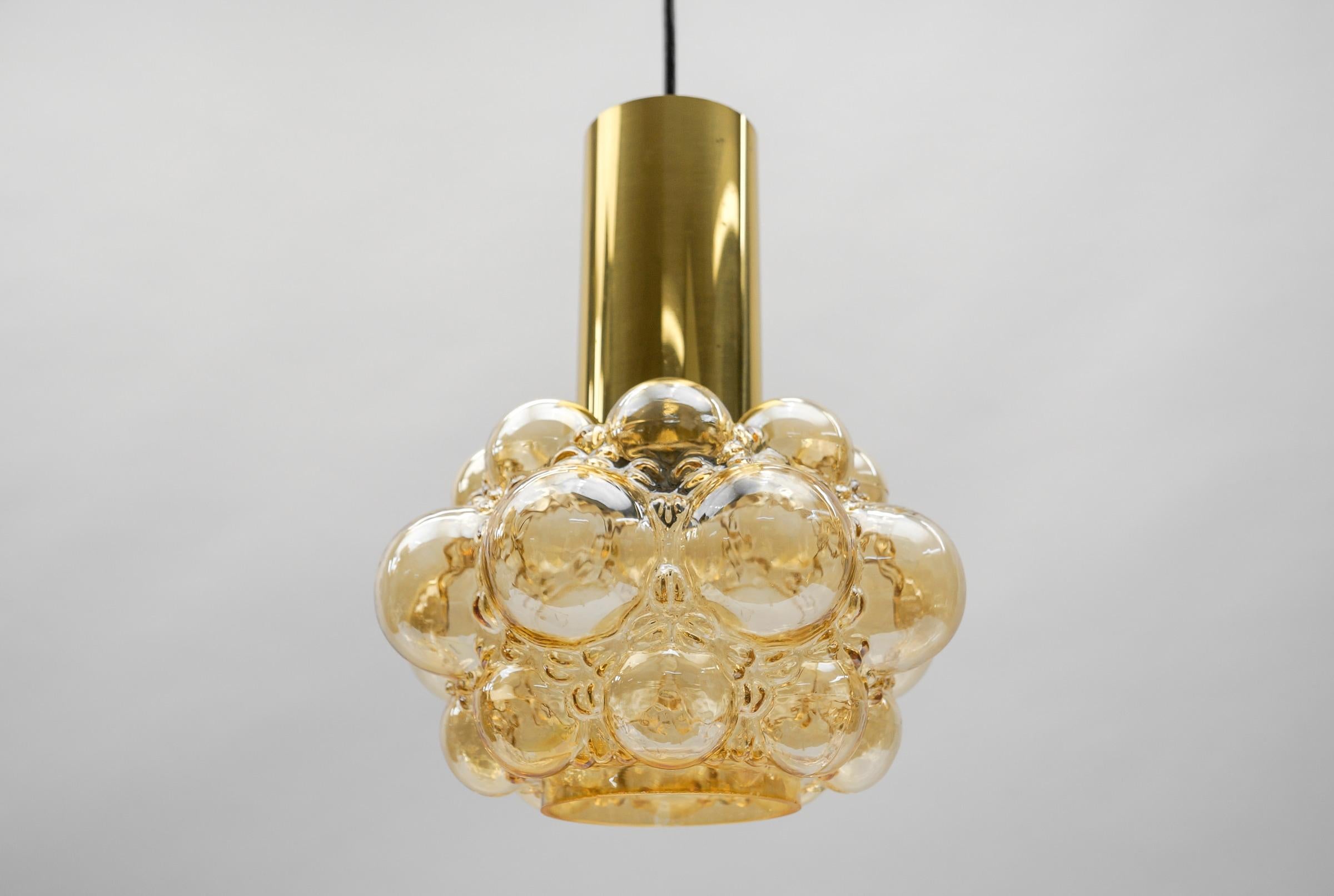 Lovely Amber Bubble Glass Ceiling Lamp by Helena Tynell for Limburg, Germany 196 For Sale 3