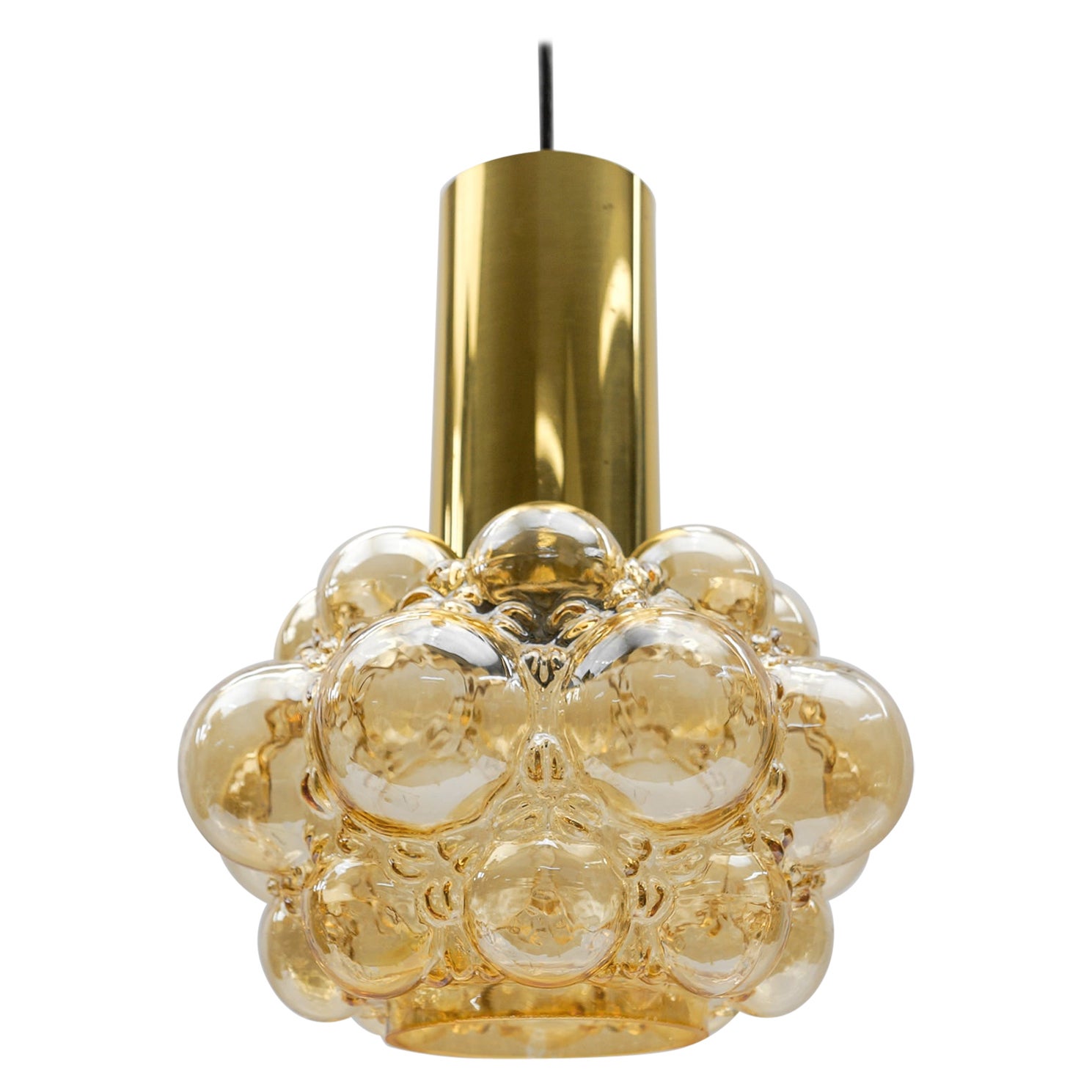 Preciosa lámpara de techo de cristal burbuja ámbar de Helena Tynell para Limburg, Alemania 196