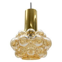 Preciosa lámpara de techo de cristal burbuja ámbar de Helena Tynell para Limburg, Alemania 196