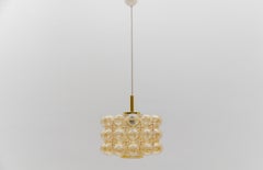 Lovely Amber Bubble Glass Ceiling Lamp by Helena Tynell, Limburg Germany 1960s