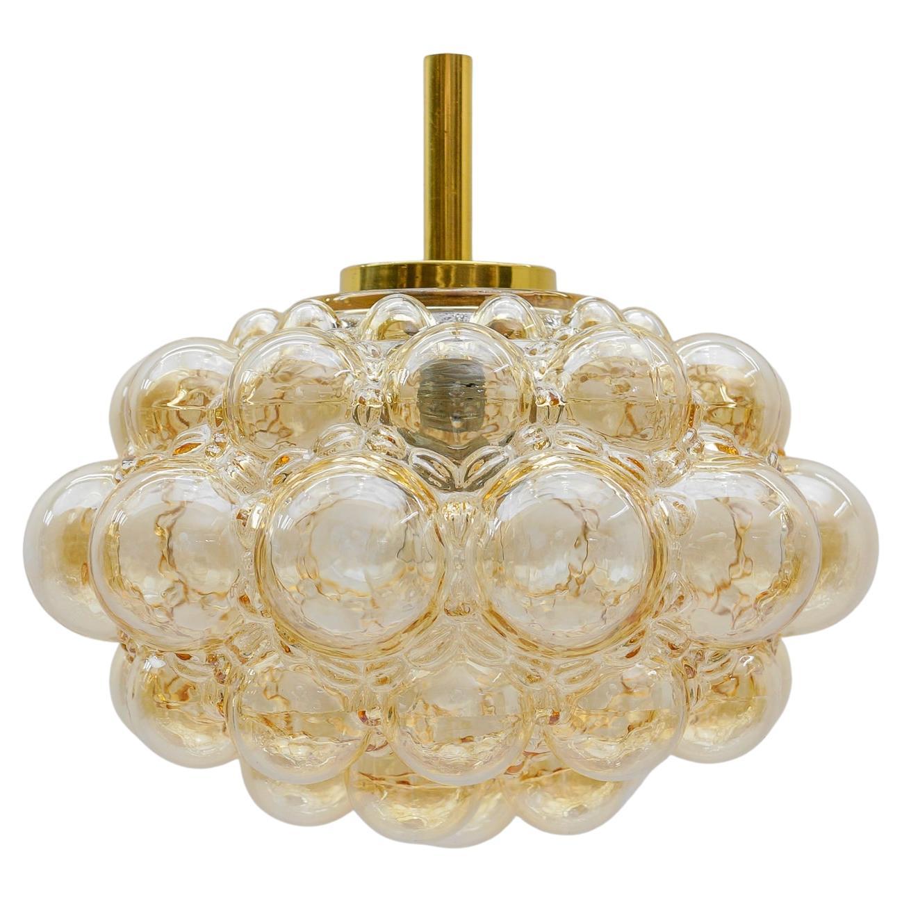 Lovely Amber Bubble Glass Ceiling Lamp by Helena Tynell, Limburg Germany 1960s For Sale