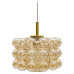 Lampada da soffitto in vetro a bolle d
ambra di Helena Tynell, Limburg, Germania, 1960
