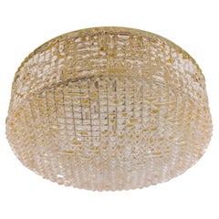 Magnifique lampe à encastrer en verre bullé ambré par Helena Tynell pour Limburg BOOM