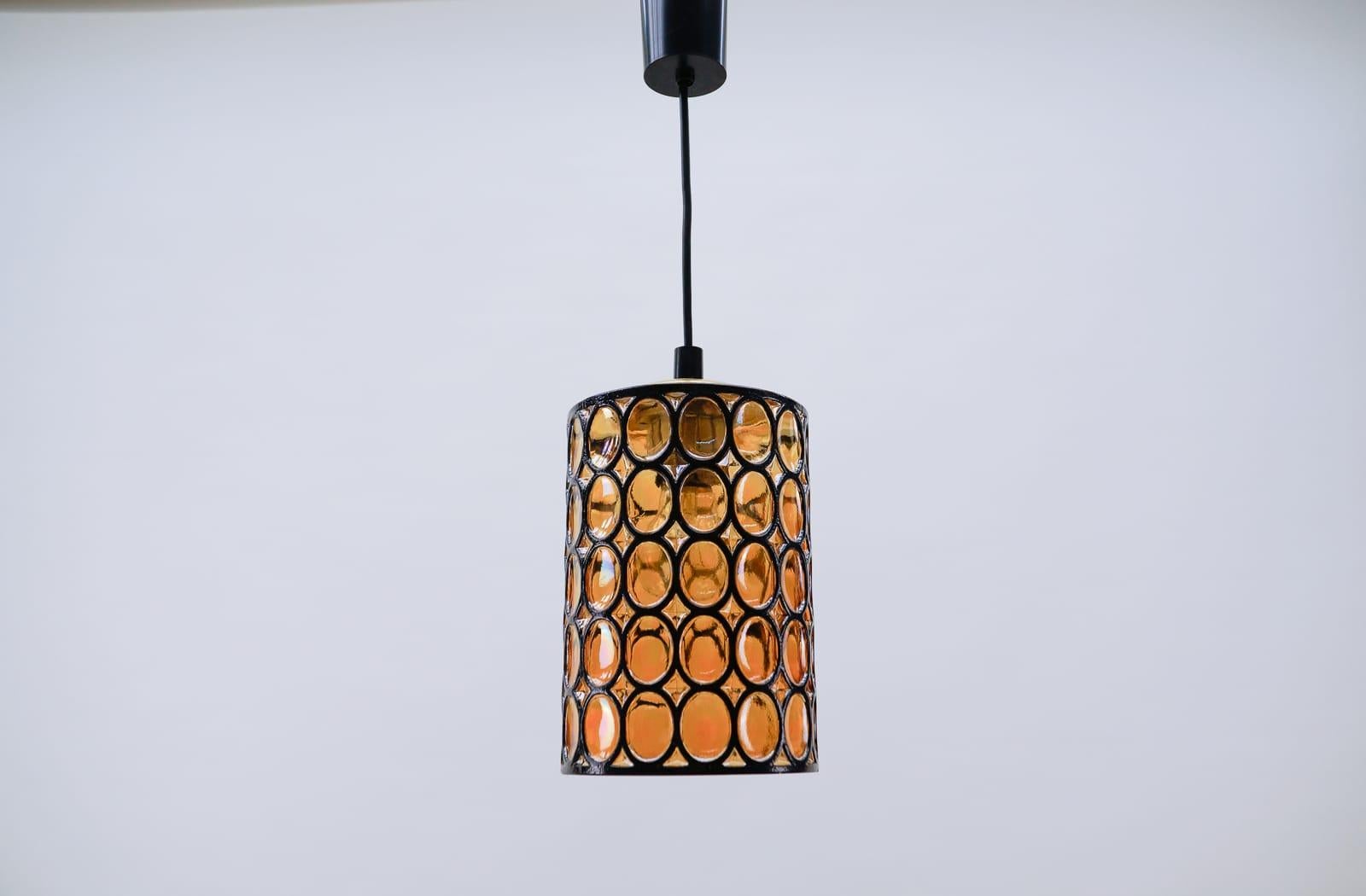 Mid-Century Modern Lovely Amber Glass Ceiling Lamps by Limburg, Germany, 1960s For Sale