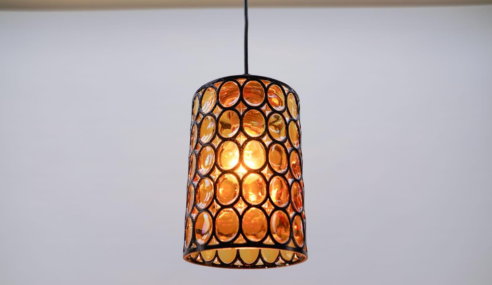 Lovely Amber Glass Ceiling Lamps by Limburg, Germany, 1960s In Good Condition For Sale In Nürnberg, Bayern