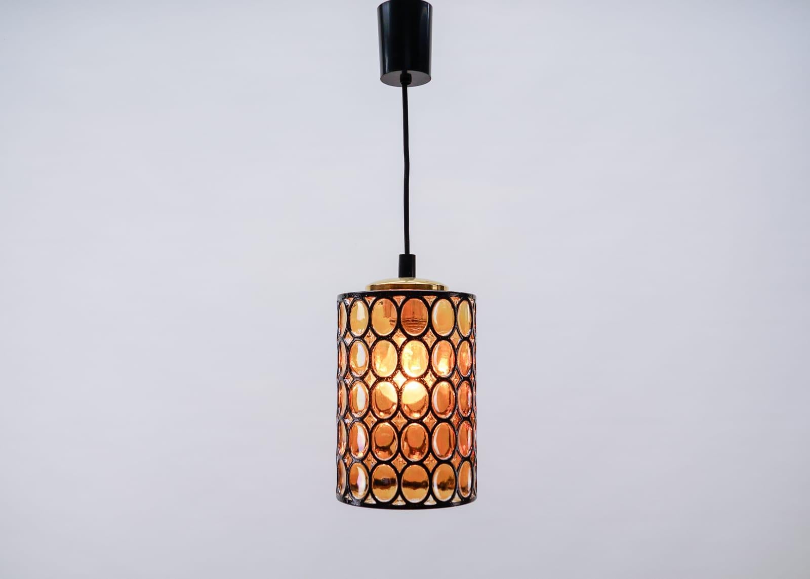 Mid-20th Century Lovely Amber Glass Ceiling Lamps by Limburg, Germany, 1960s For Sale