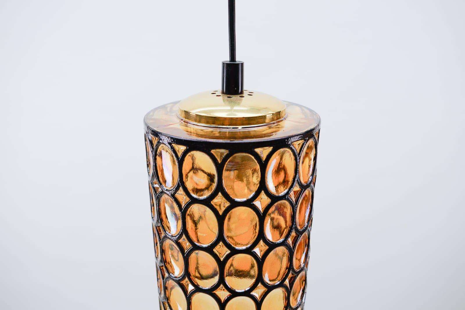 Lovely Amber Glass Ceiling Lamps by Limburg, Germany, 1960s For Sale 1