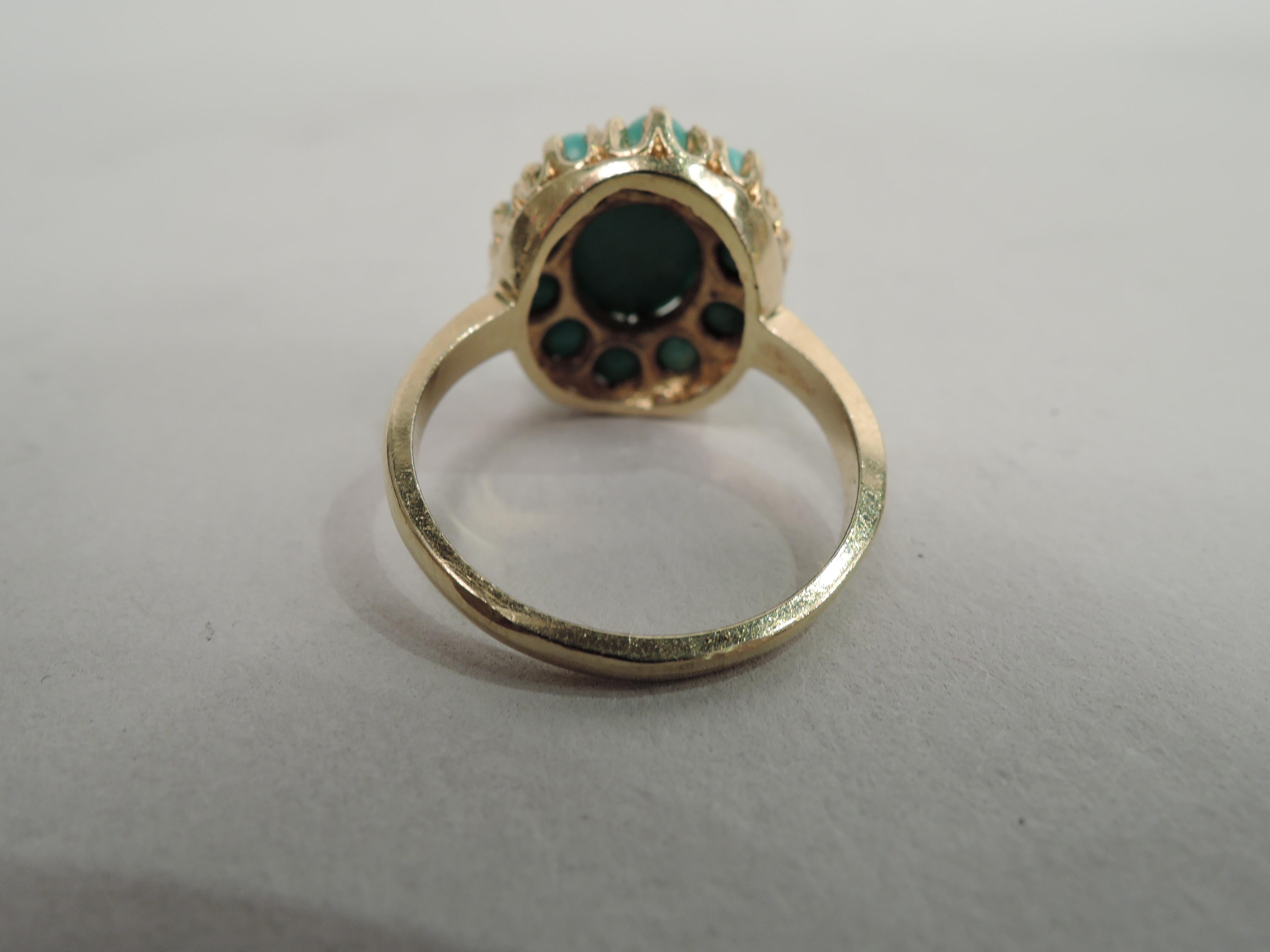Retro Lovely American Gold and Turquoise Lady’s Ring