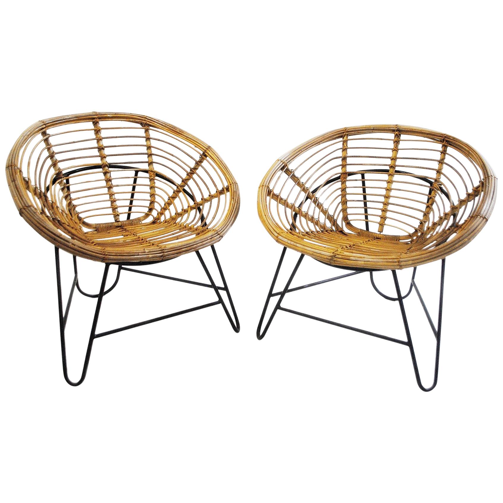 Lovely and Comfy Pair of Rattan Armchairs