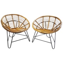 Lovely and Comfy Pair of Rattan Armchairs
